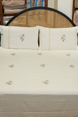 Floral Embroidery Cotton King Bedsheet Set – 108x108 Inch