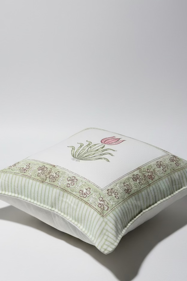 Handblock cushion cover 16×16 inches