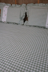 Bedsheets - King Premium check floral embroidery bedsheet