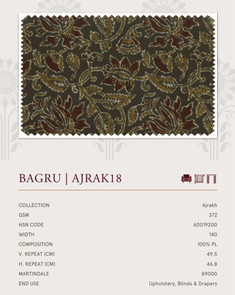 Upholstery fabrics -Ajrakh(Bagru)