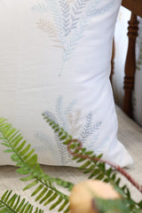 Ivory Fern Embroidered Cushion Cover