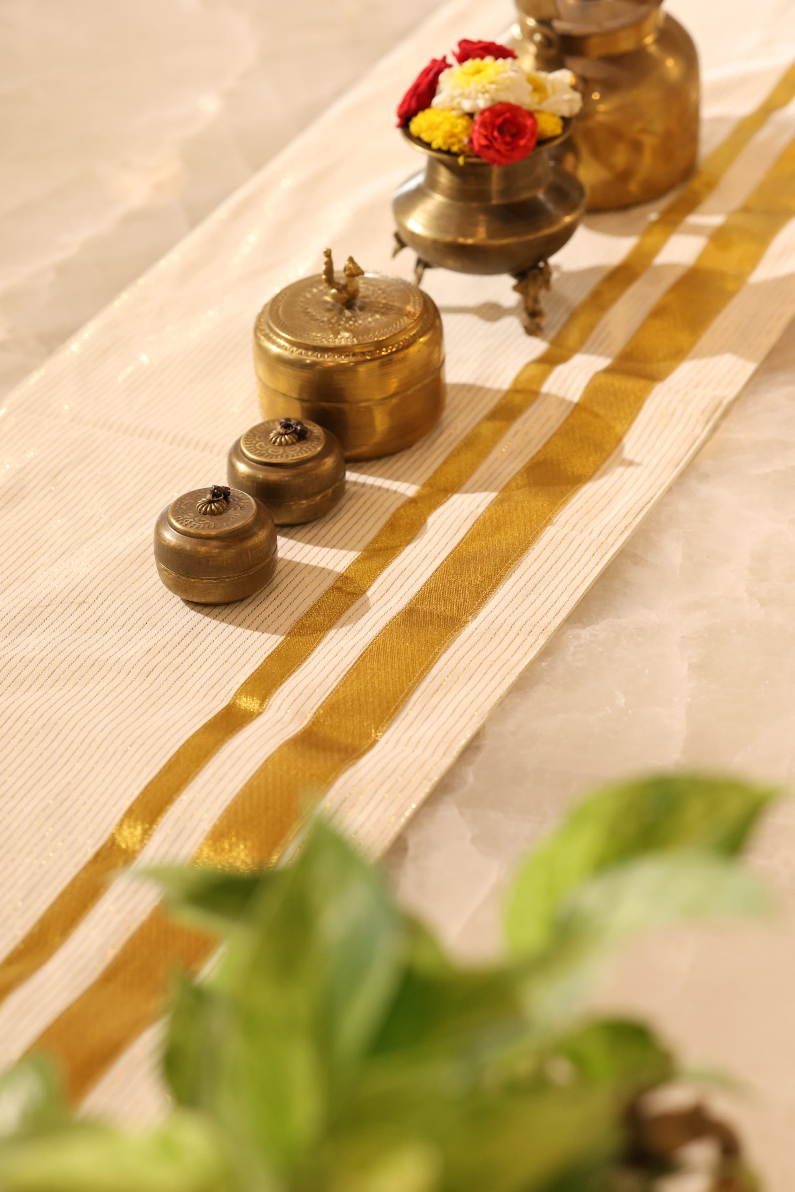 Onam Striped Table Runner - 6 seater