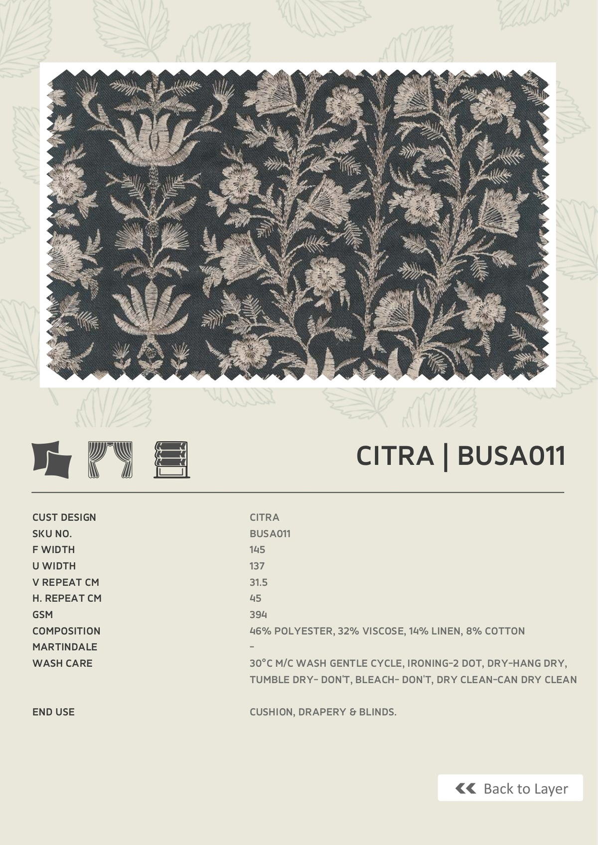 Fabric only - Premium embroidered curtains fabric only(Blinds, Curtains, Cushion covers) busan