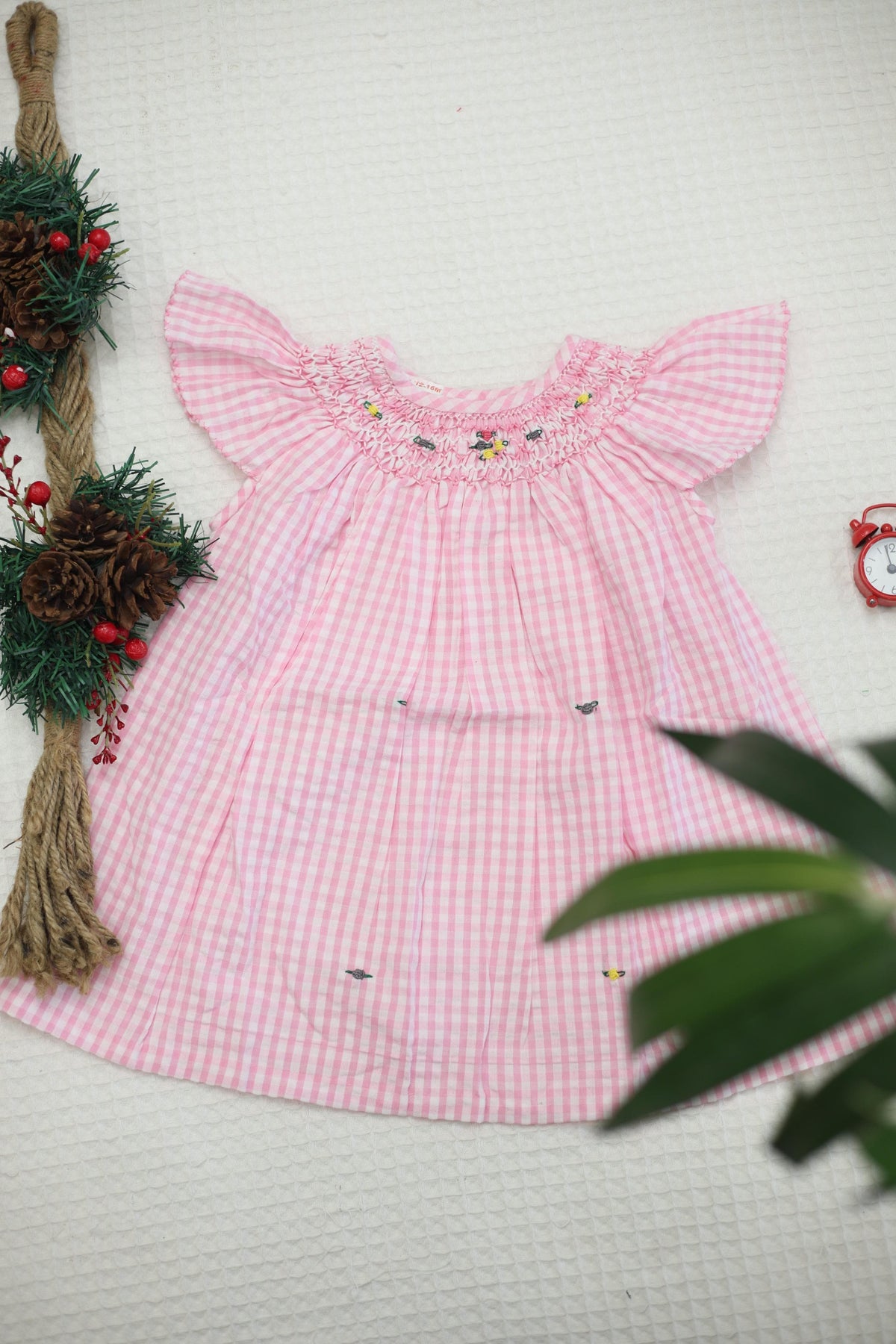 Kids smocked dress 12-18 months Xmas