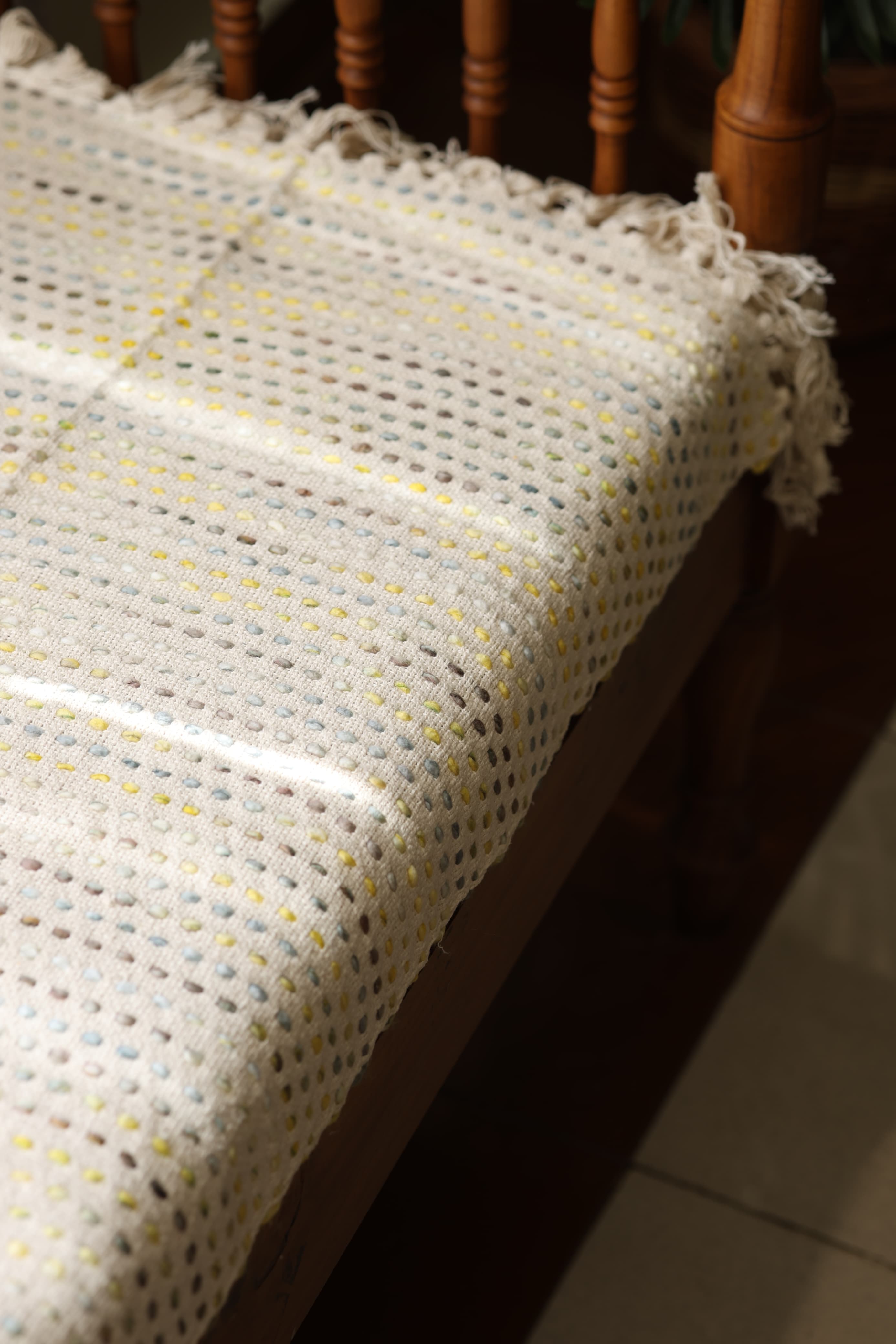 Handwoven Jute Polka Dot Sofa Throw