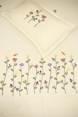 Bedsheets - single premium machine embroidery White bedsheets