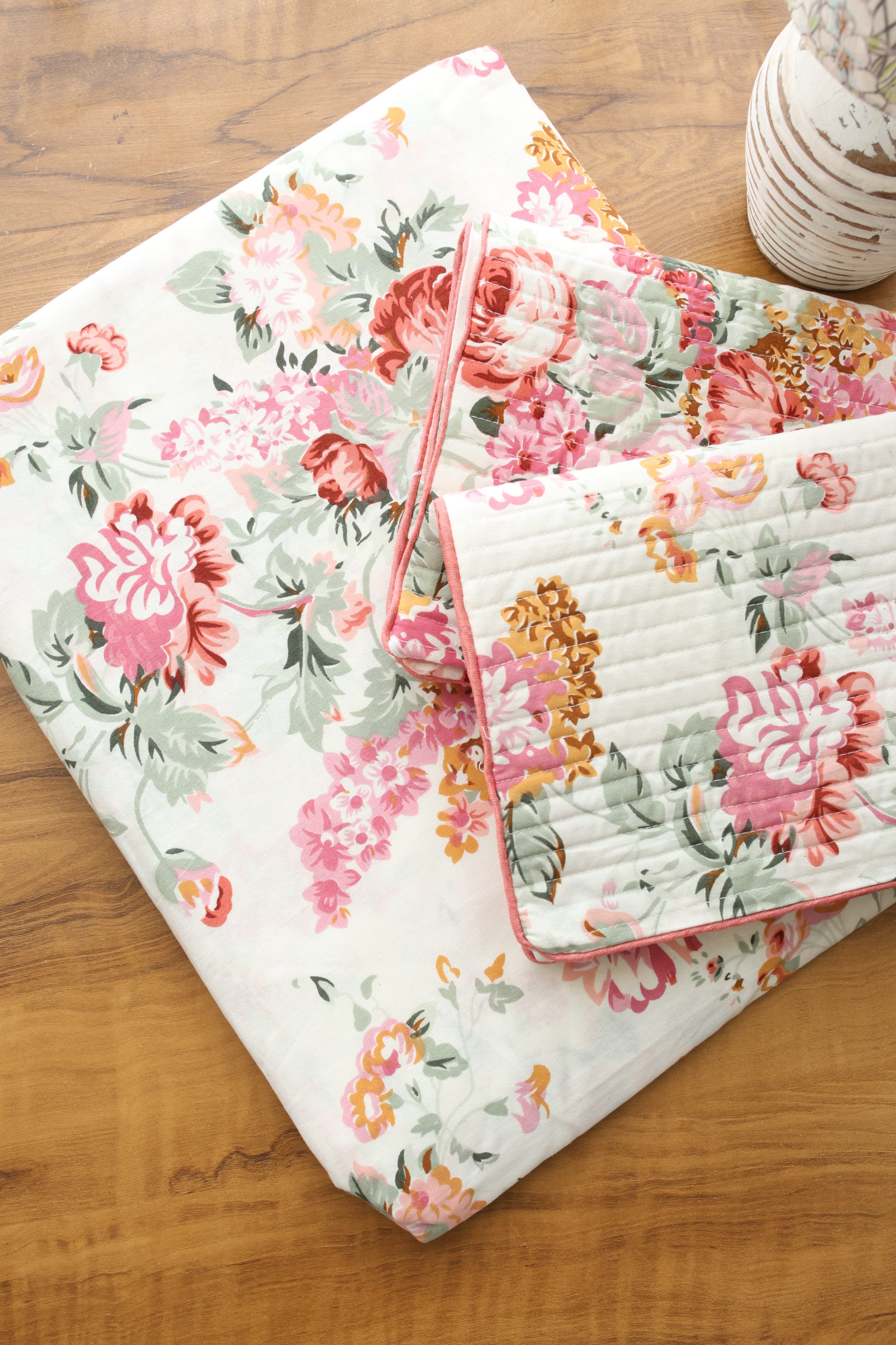 Bedsheets - King anokhi Quilted pillow cover bedsheets pastel exc