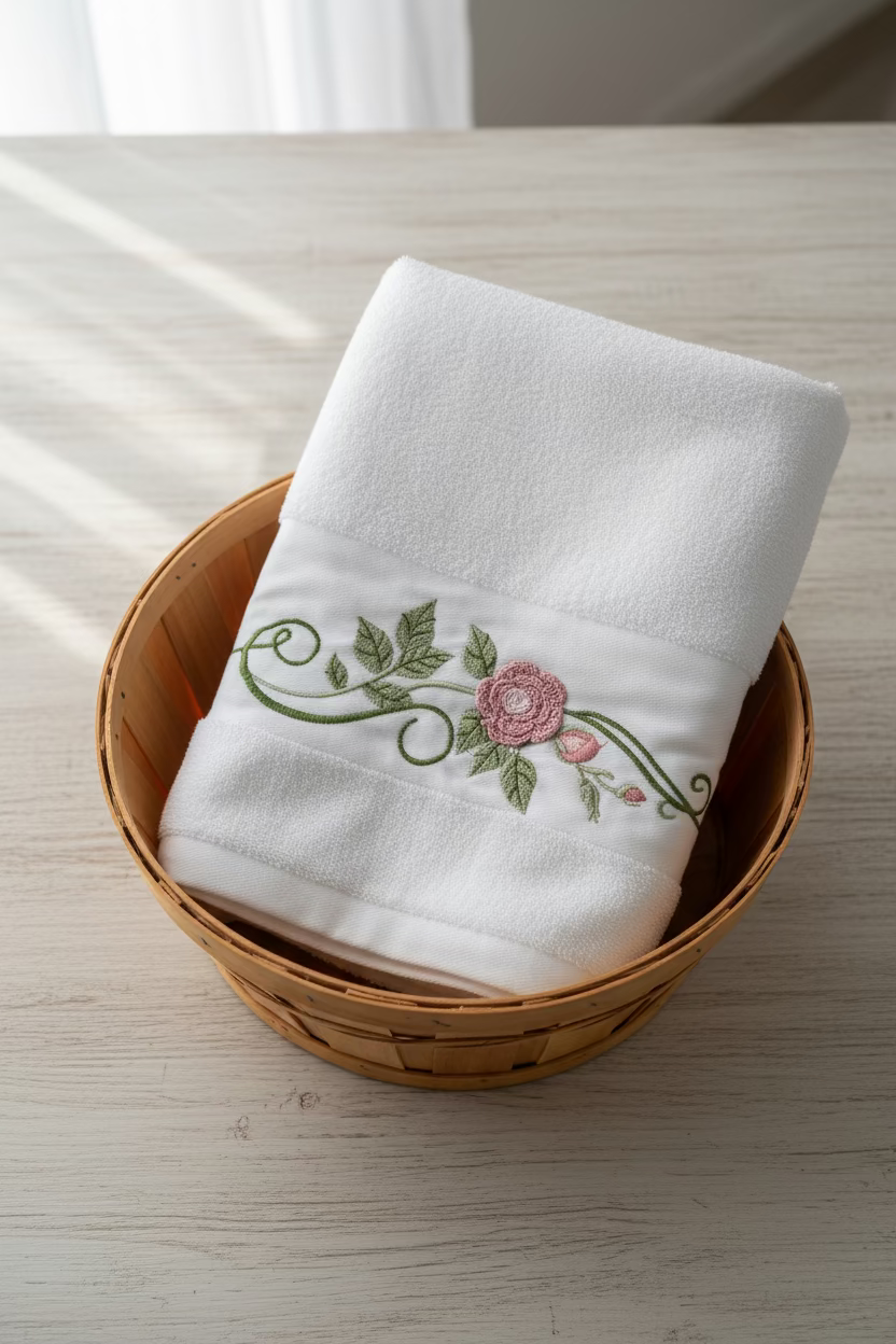 Premium Floral Embroidery  Bath Towel – Pastel
