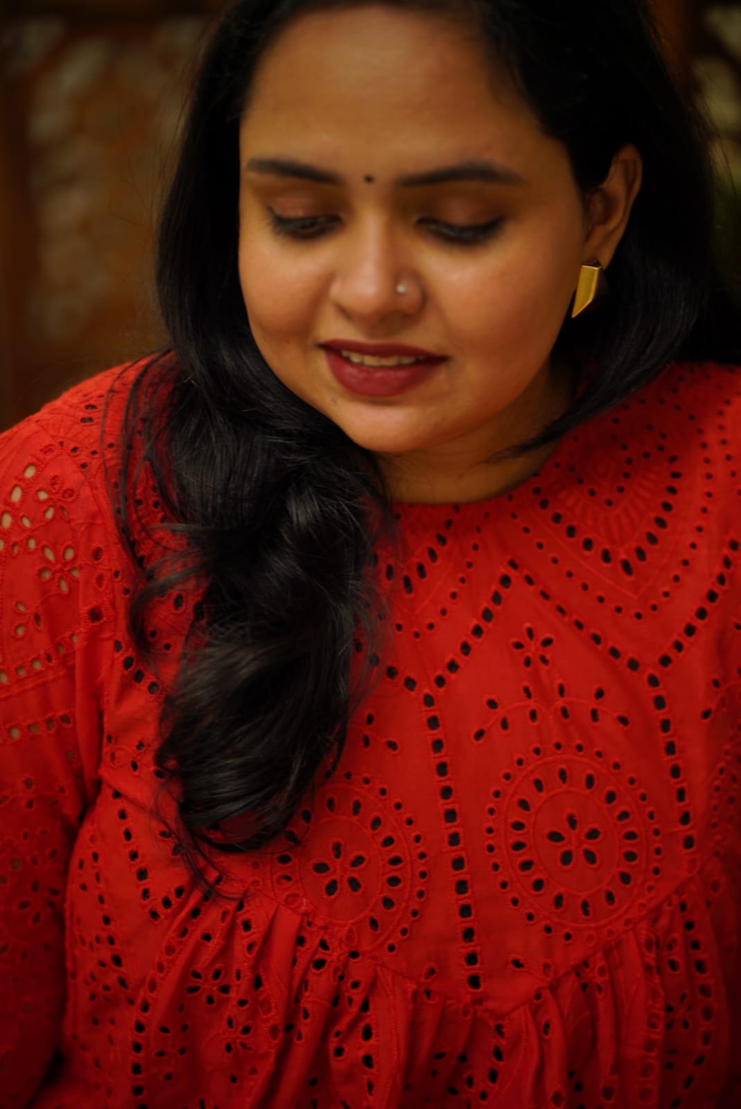 Red Hackoba Kurti Dress - Ready