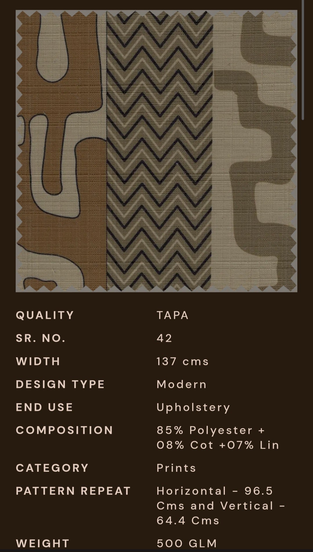 Upholstery fabrics -Tapa