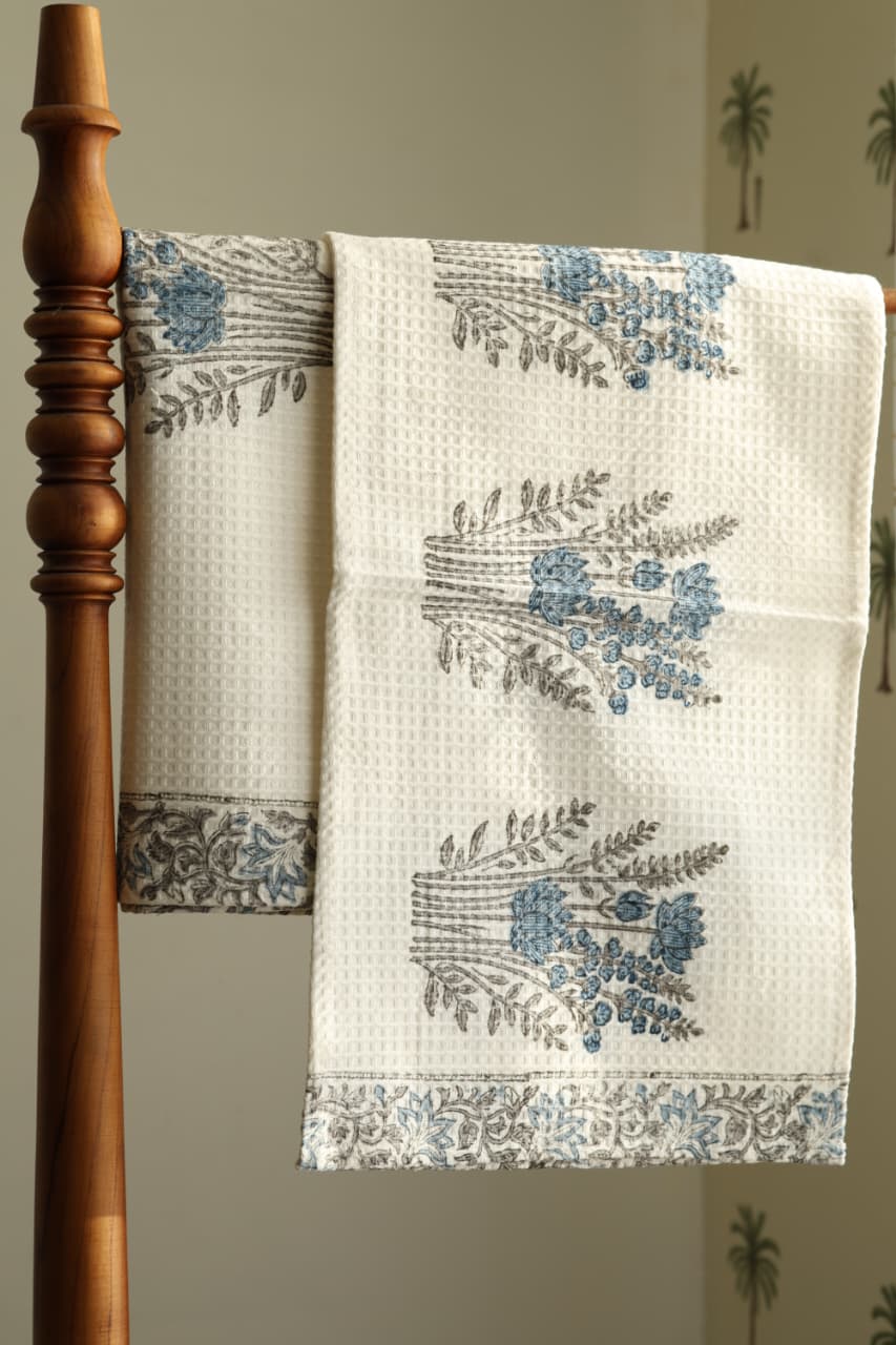 Towels - Waffle Handblock print Towel Set