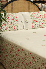 Premium Cross stitch Embroidery Cotton King Size Bedspread Set Cottage collections 1
