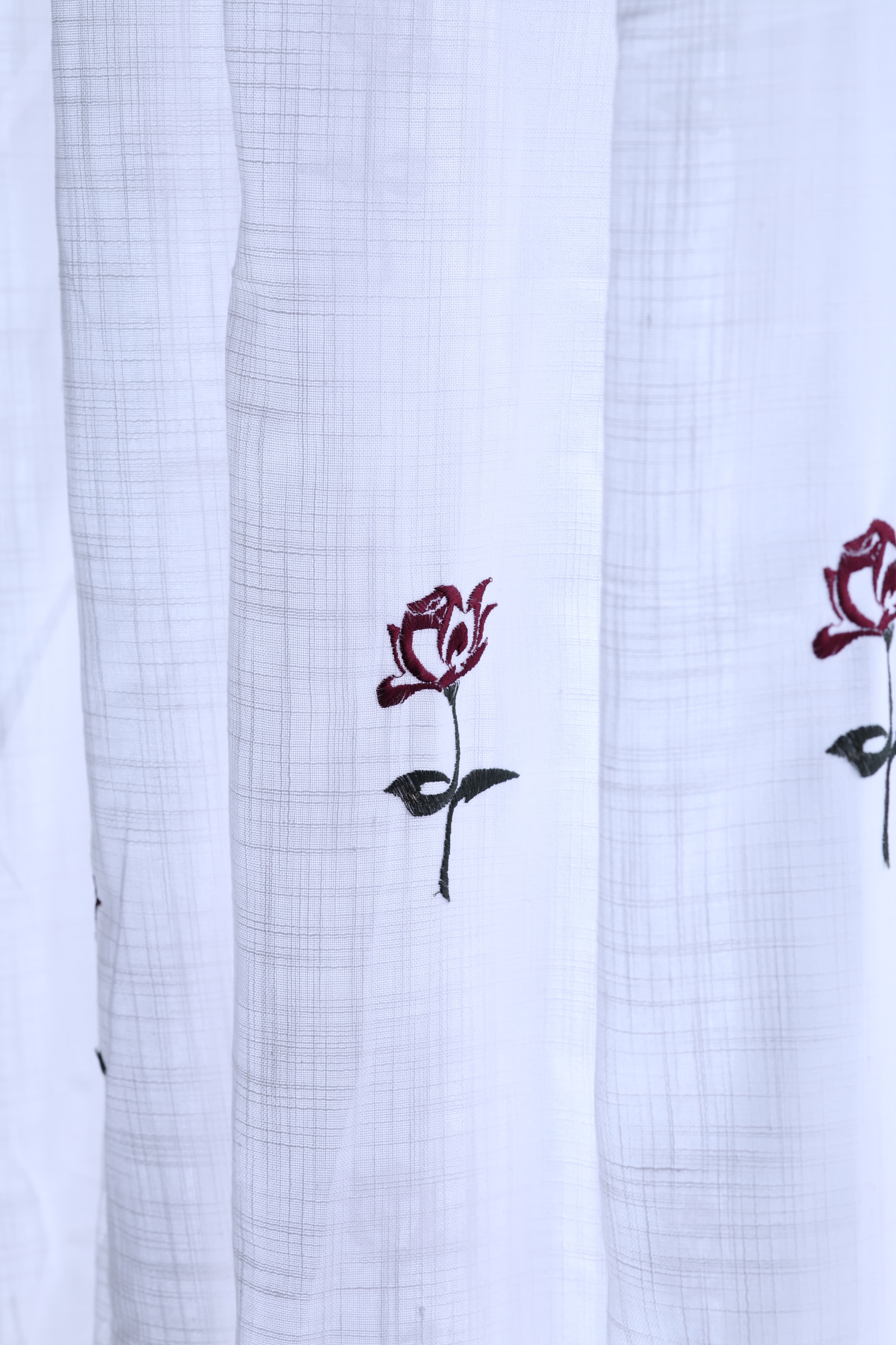 Curtains - Embroidery Semi transparent curtains LINEN Bud (pink base)
