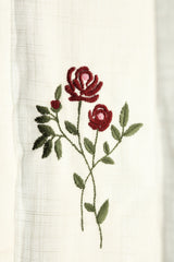 Curtains - Embroidery Semi transparent curtains LINEN ROSE ( off white base)