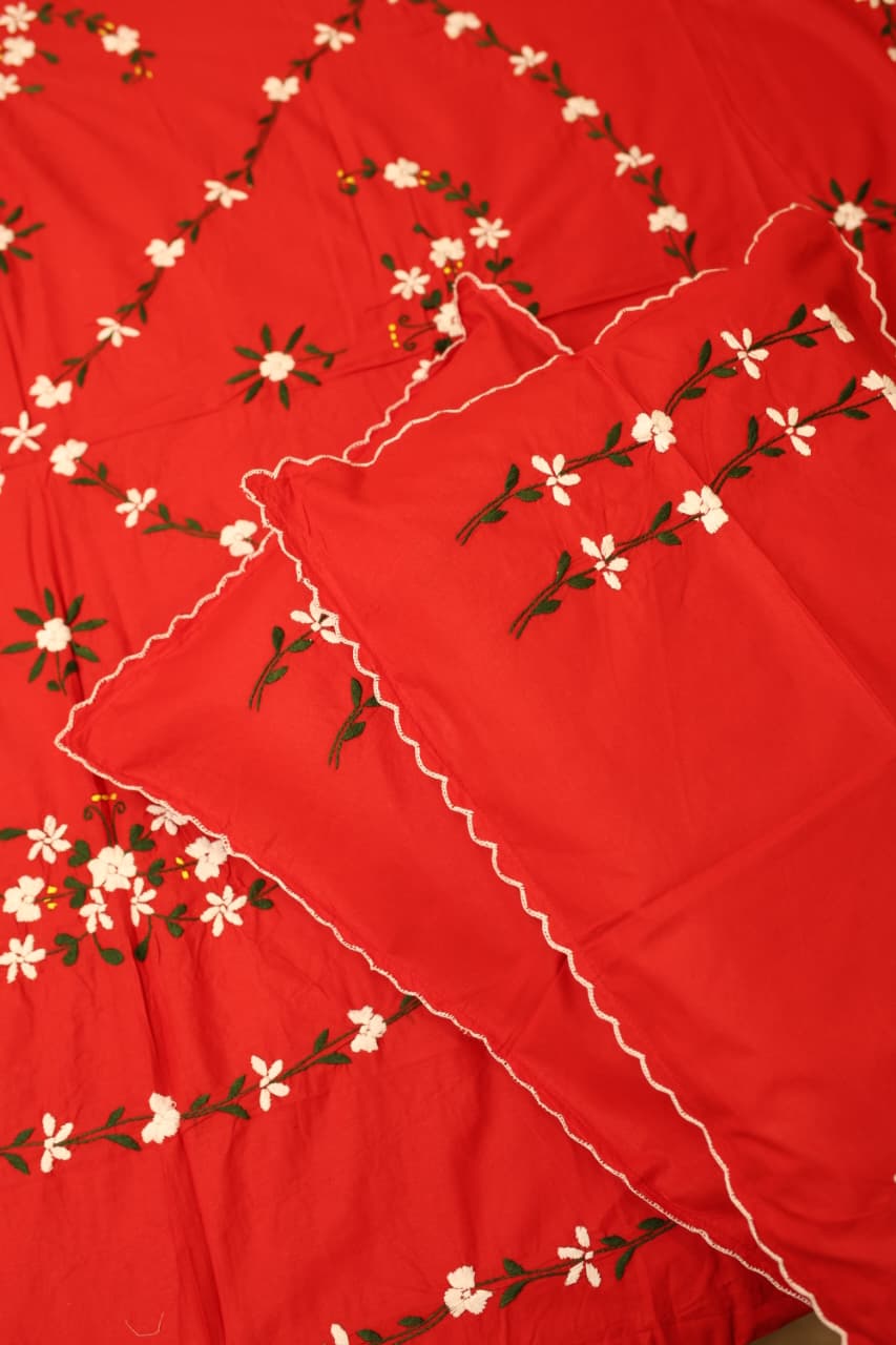 Bedsheets:Queen premium hand embroidered bedsheets HEQ