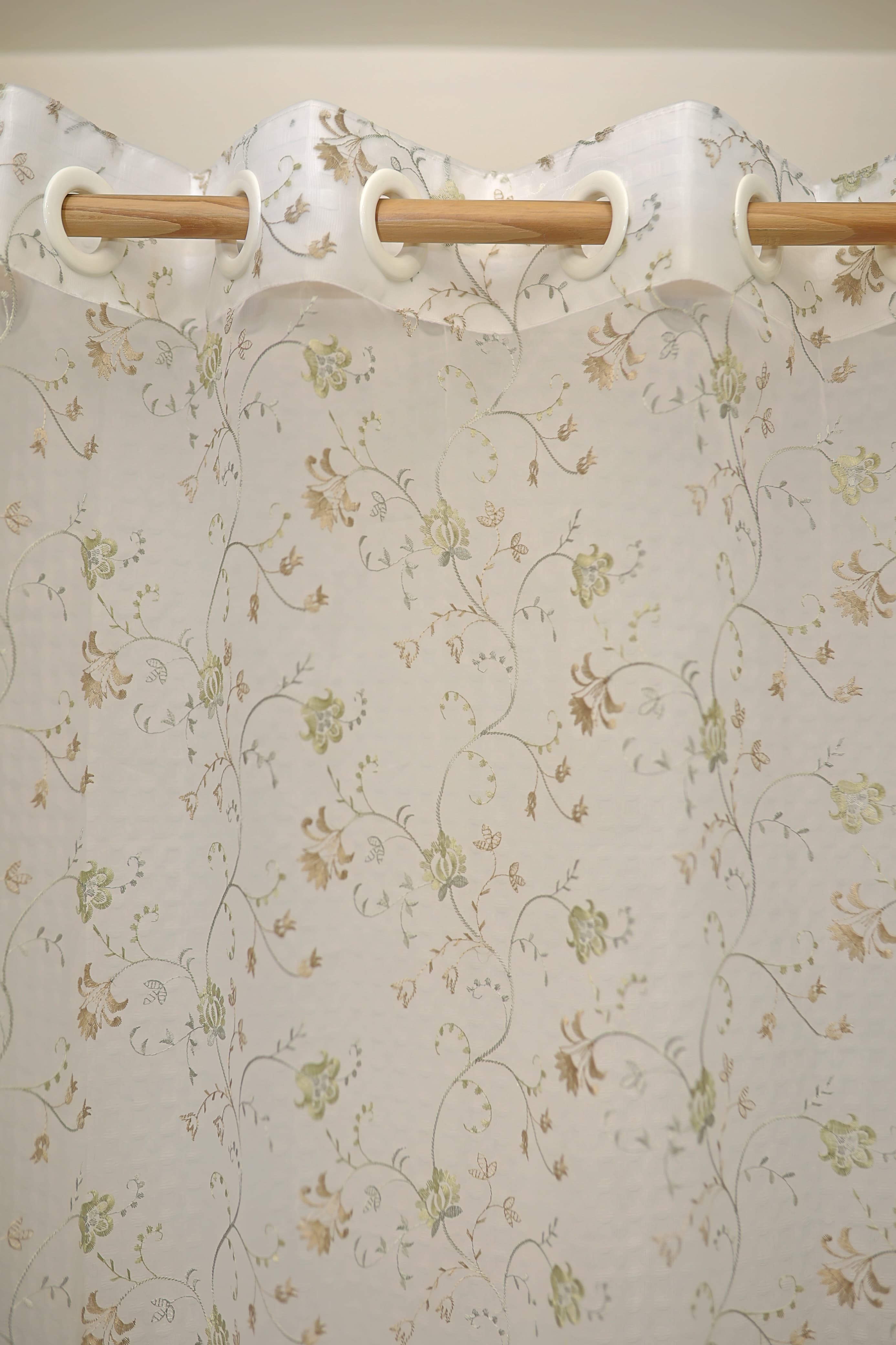 Curtains-Embroidered organza sheer curtains