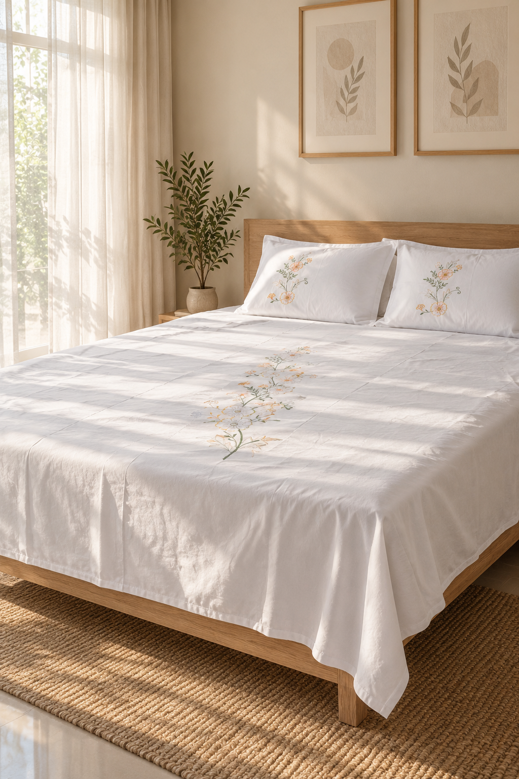Bedsheets - King Premium Machine embroidery bedsheets MEK