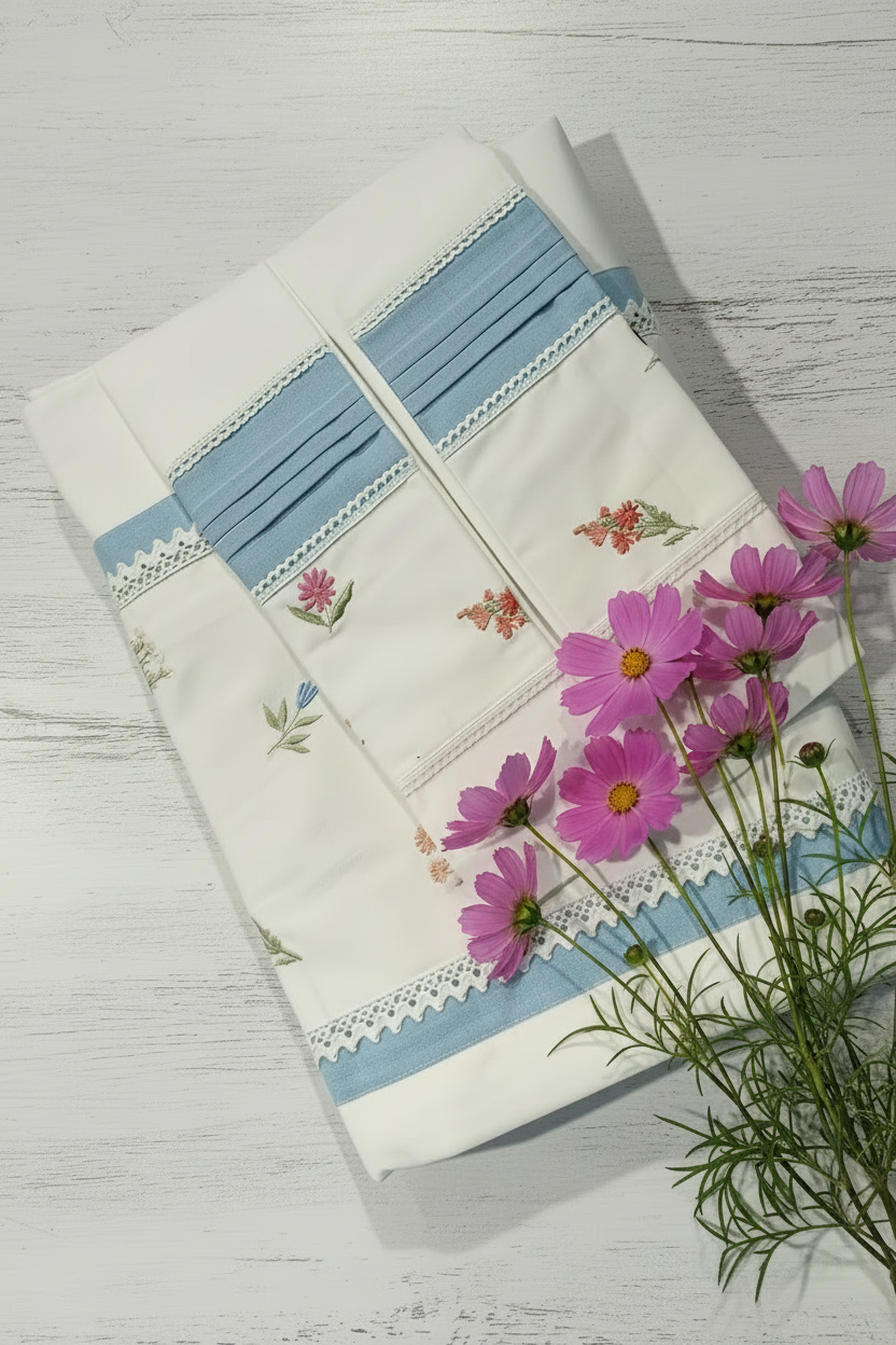 Bedsheets - Queen premium Machine Embroidery Bedsheet multi