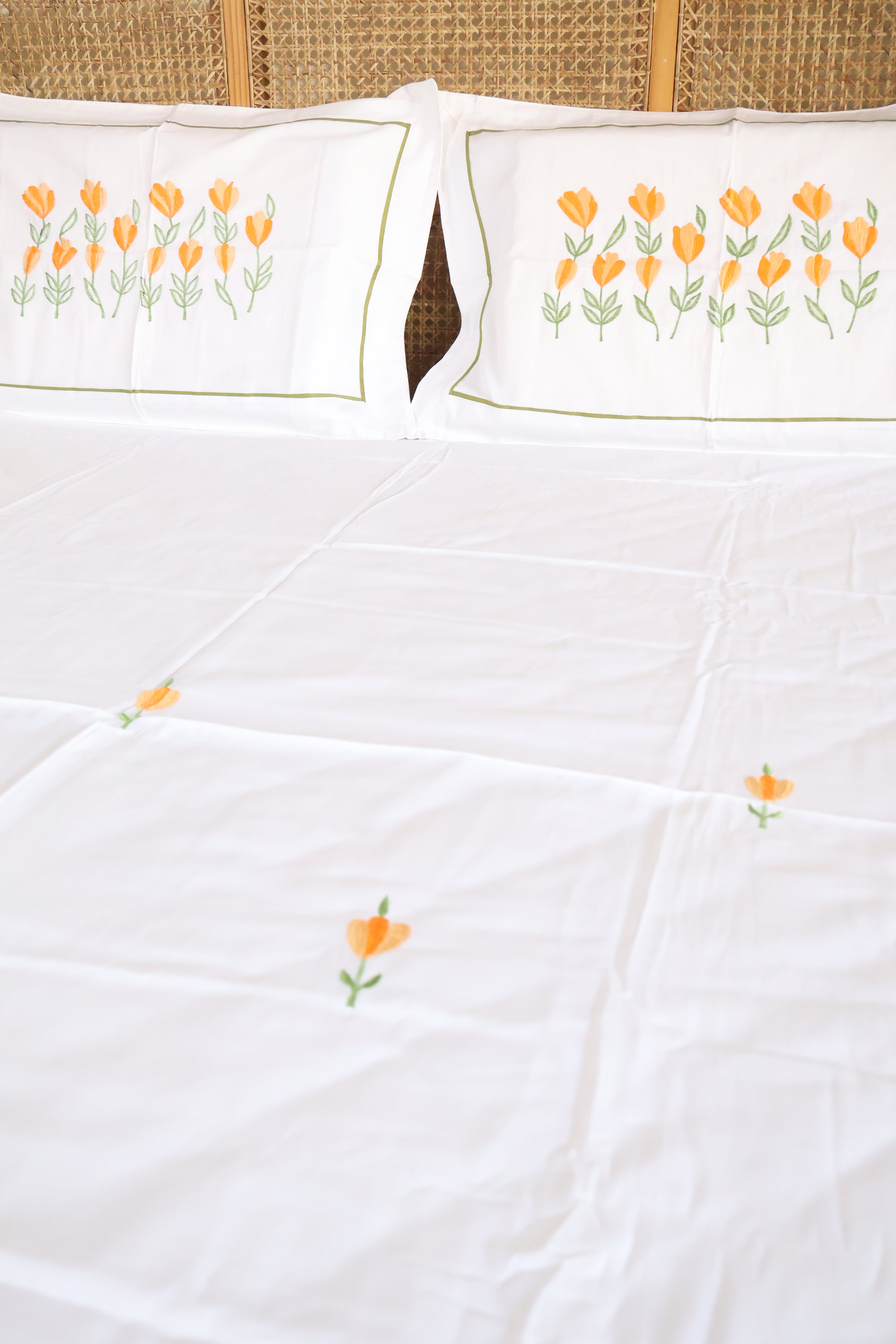 King Size Premium Machine Embroidery Bedsheet Set with 2 Pillow Covers (108x108)