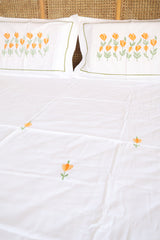 King Size Premium Machine Embroidery Bedsheet Set with 2 Pillow Covers (108x108)