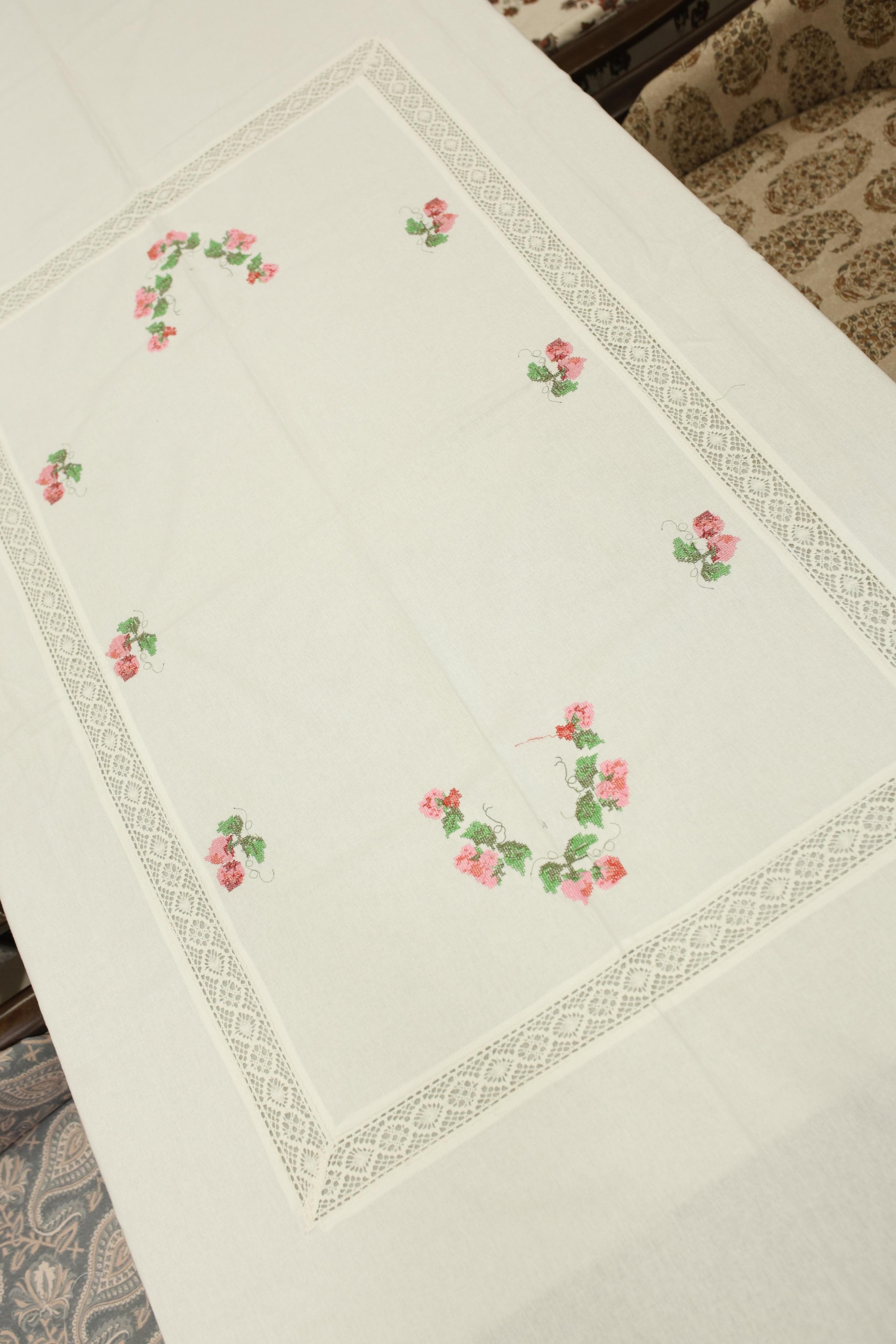 Table cloths - 6 seater cross stitch embroidery