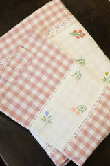 Bedsheets - King Premium check floral embroidery bedsheet