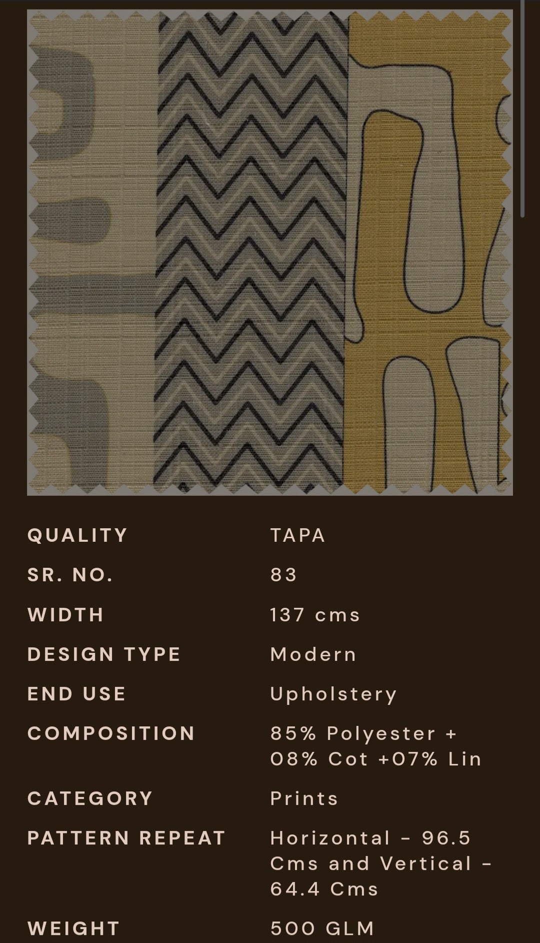 Upholstery fabrics -Tapa