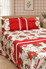 Bedsheets - King premium machine embroidery bedsheets lace bedsheets Xmas edition