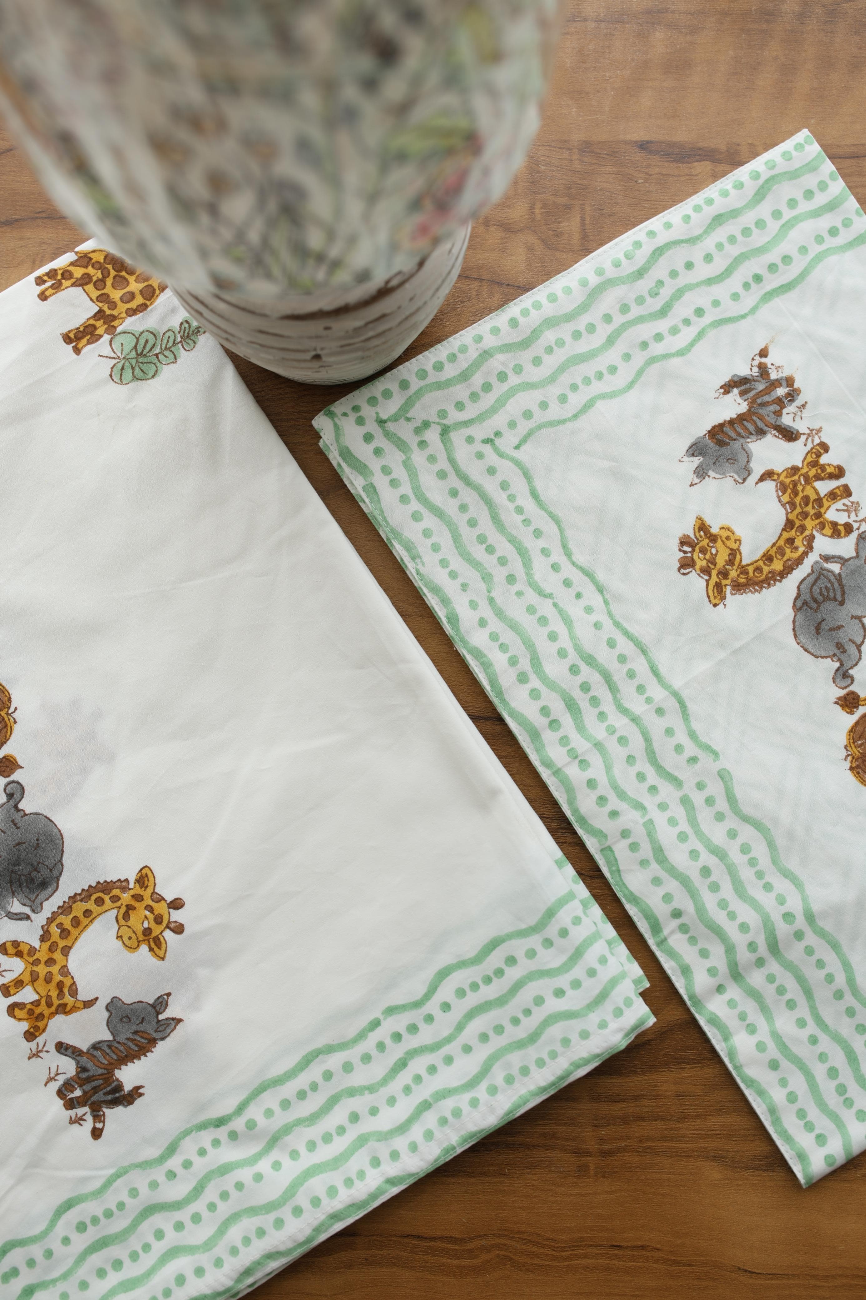 White Lilly Cotton Handblock Percale Single Bedsheet