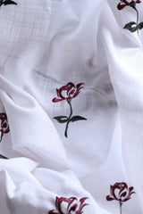 Curtains - Embroidery Semi transparent curtains LINEN Bud (pink base)