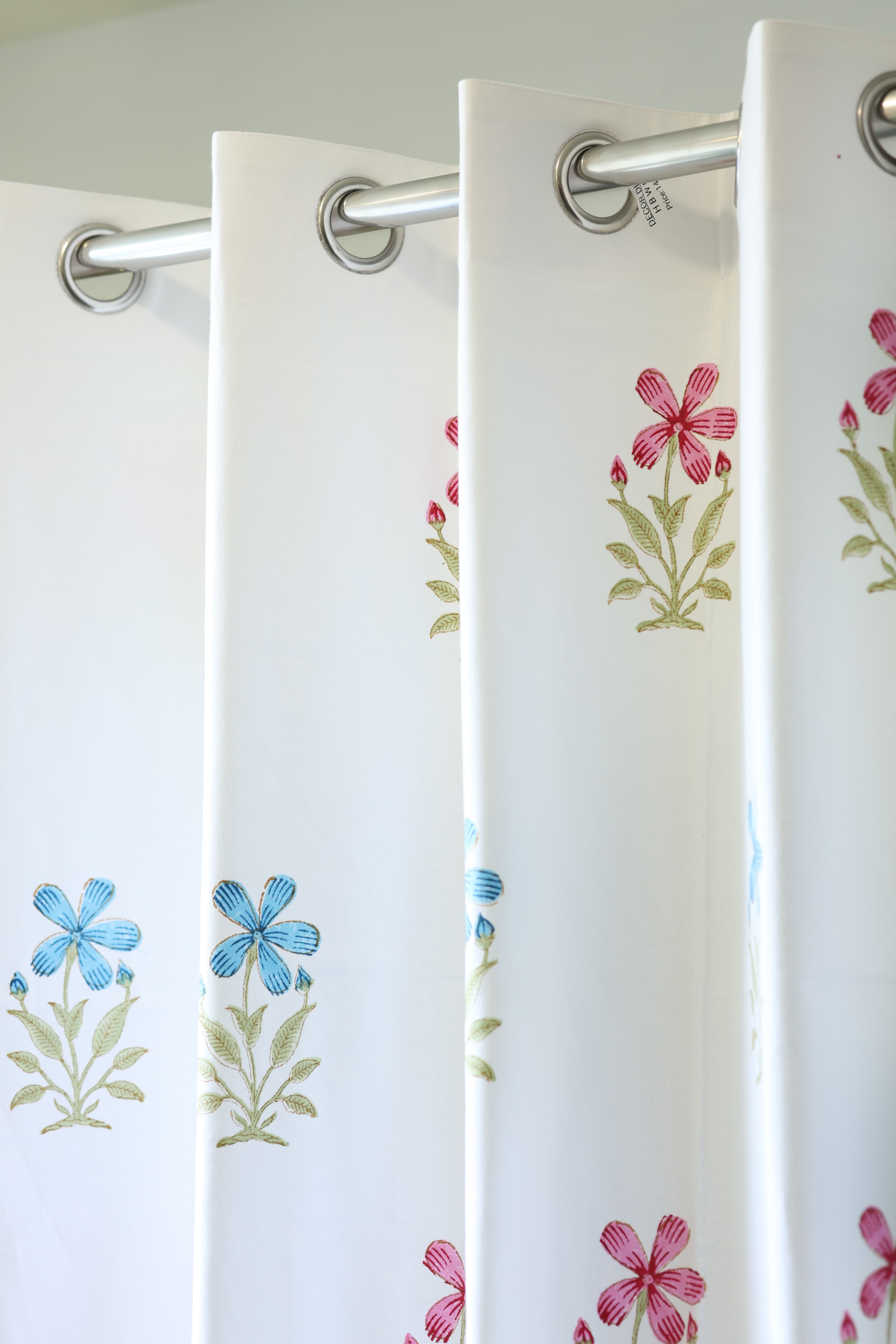 Curtains - Handblock printed curtains white base