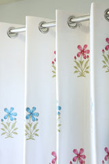 Curtains - Handblock printed curtains white base