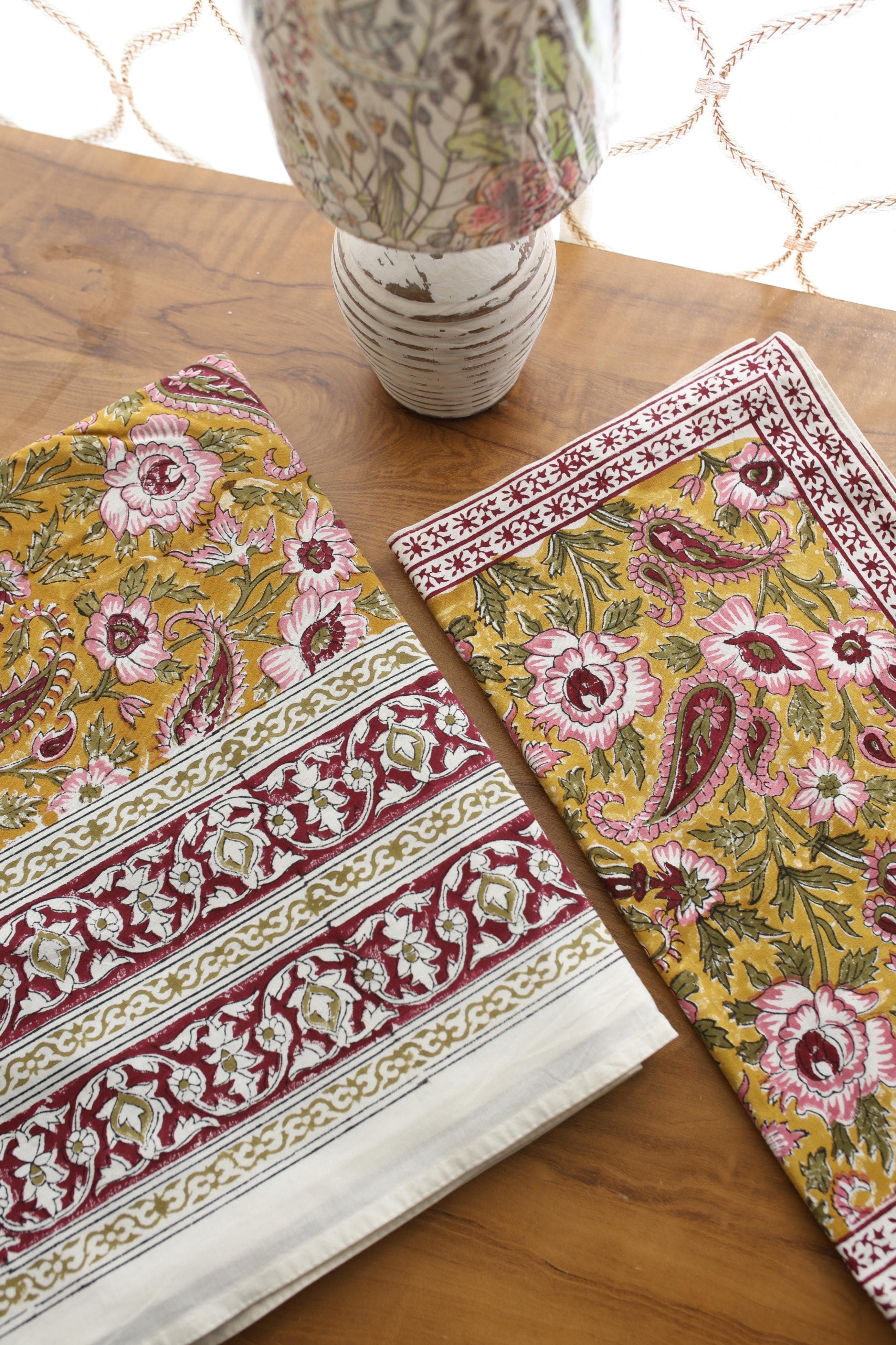 Mugal Bedsheets - King premium handblock print cotton bedsheets