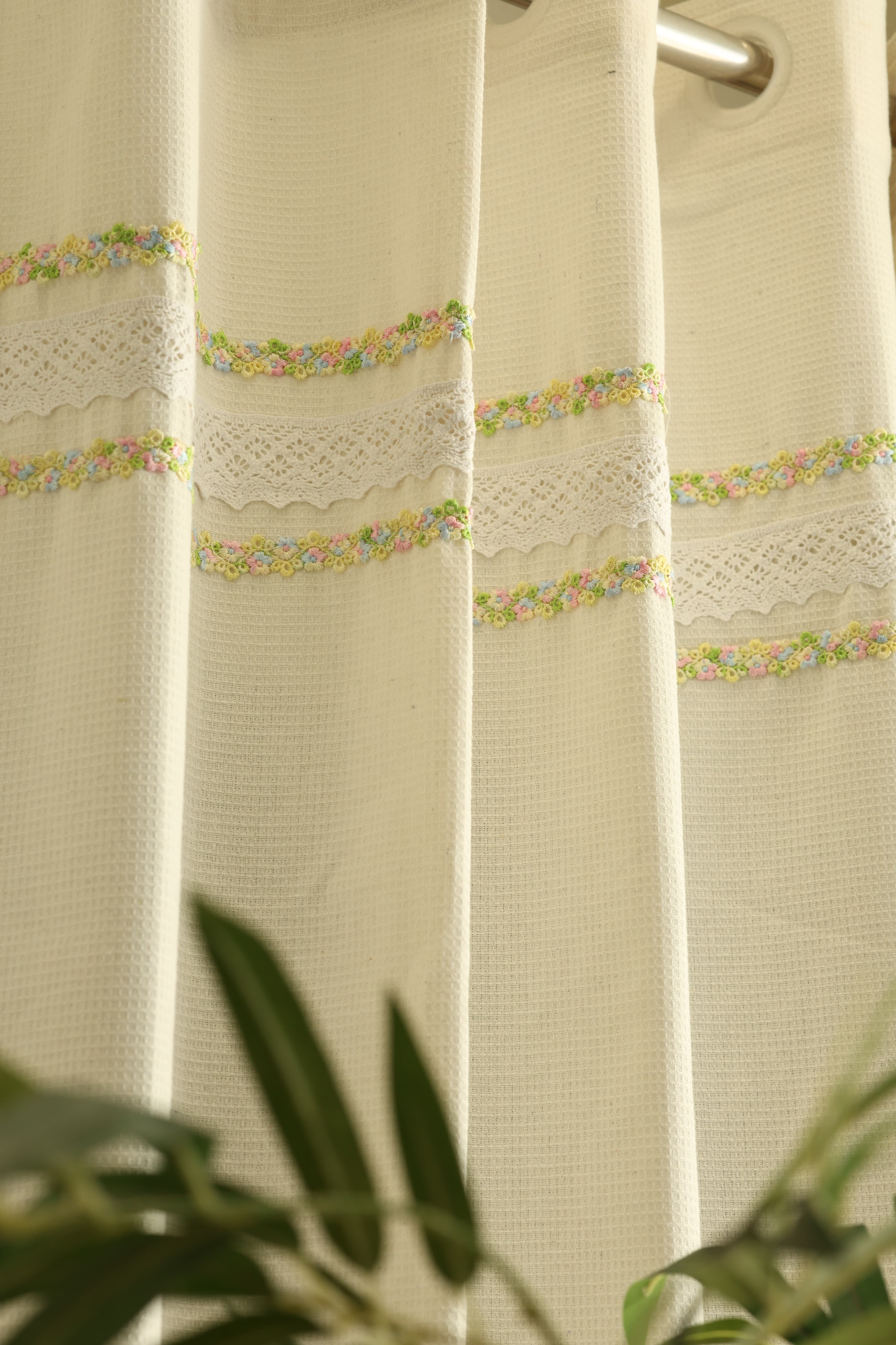 Embroidery Opaque Curtain Rainbow