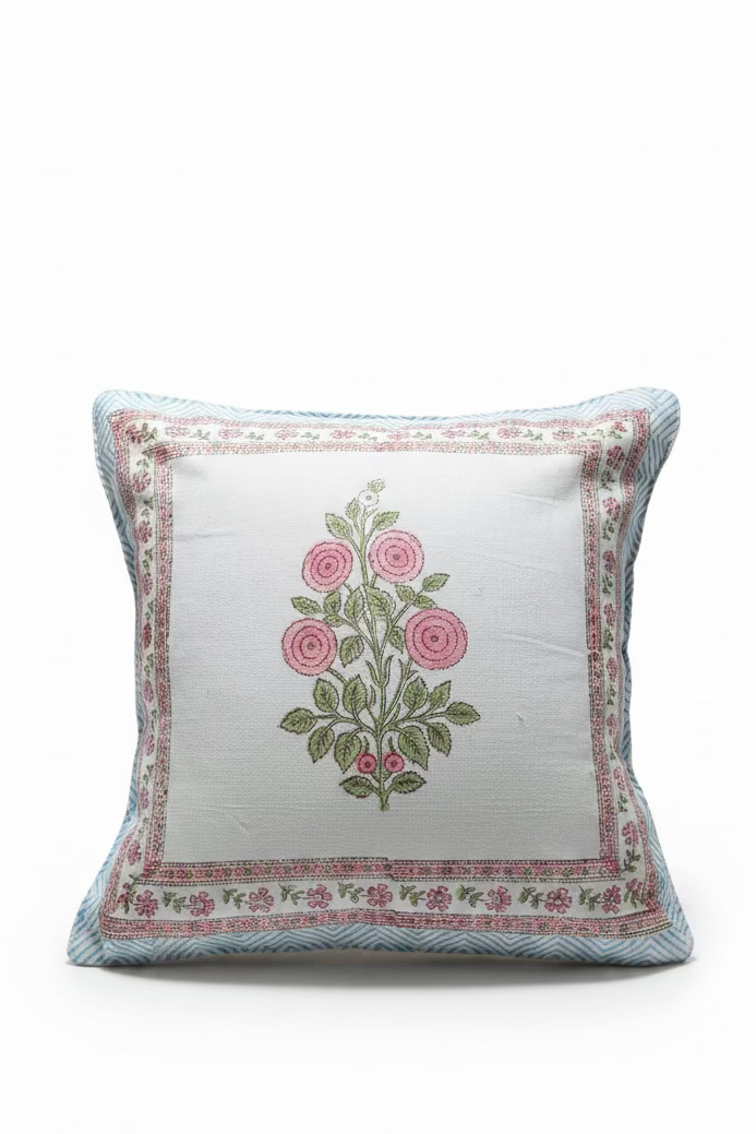 Handblock cushion cover 16×16 inches