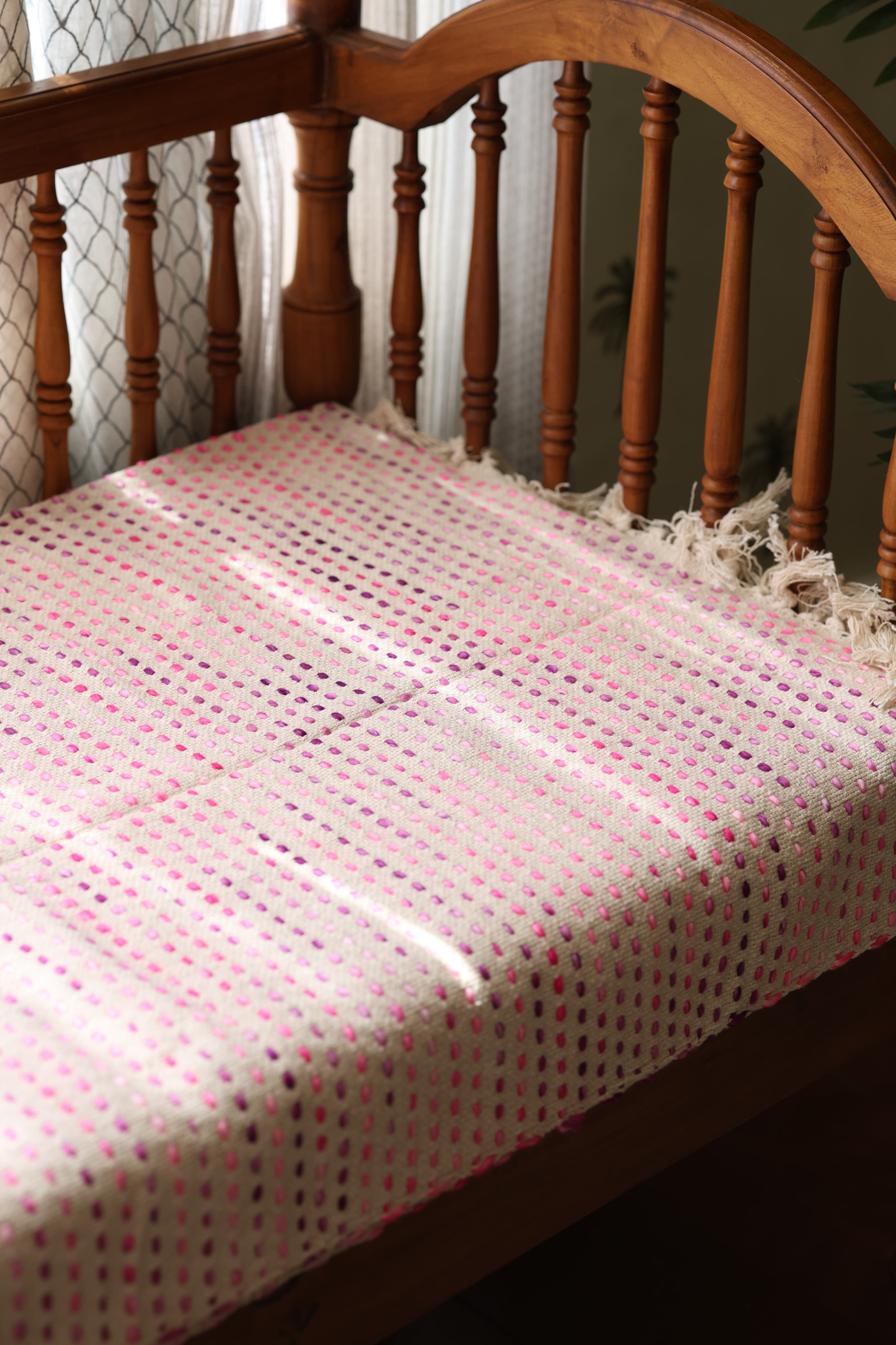 Handwoven Jute Polka Dot Sofa Throw