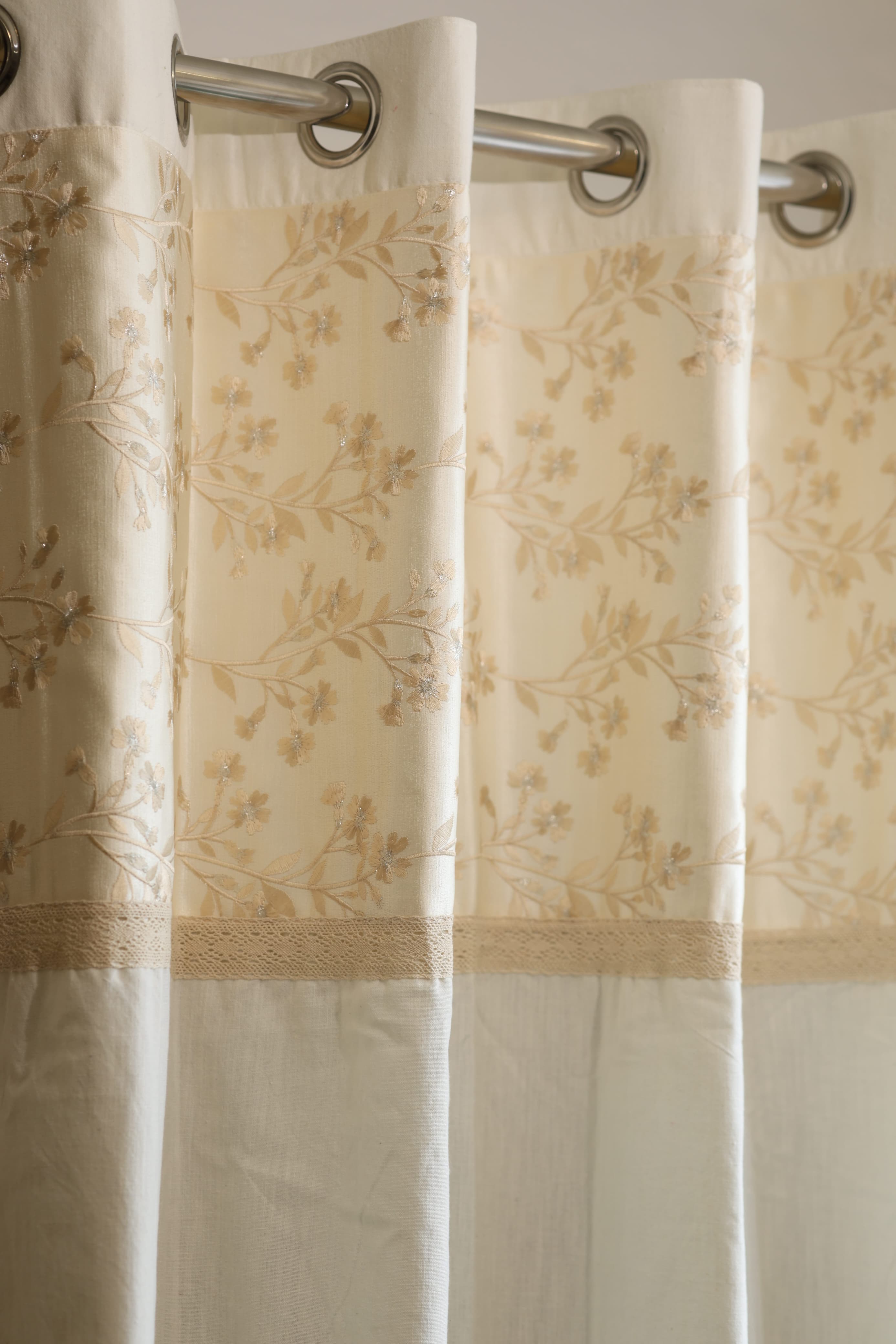 Curtains - Embroidery designer opaque curtains Vanilla leaves