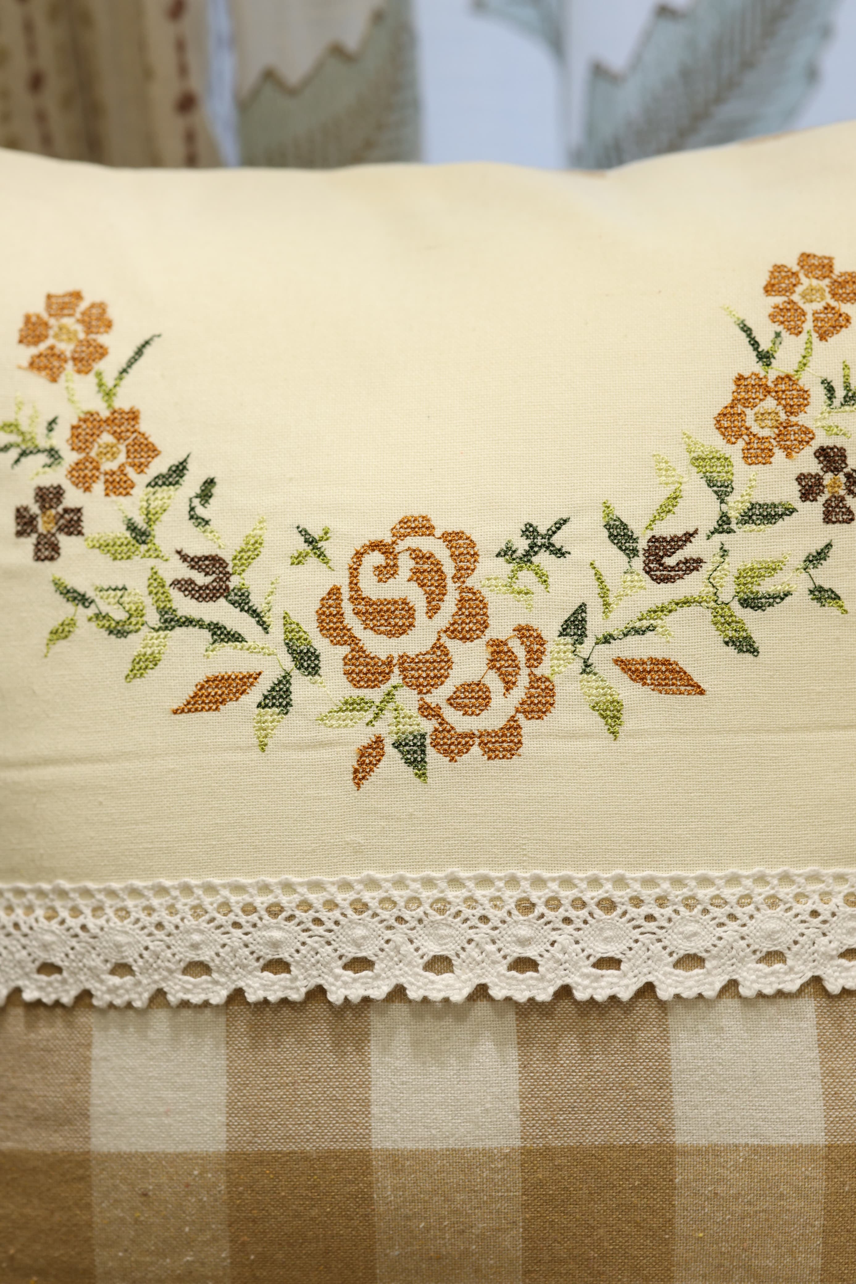 Cushion covers - 16*16 inches cross stitch embroidery