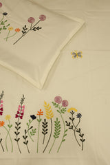 Bedsheets - single premium machine embroidery White bedsheets