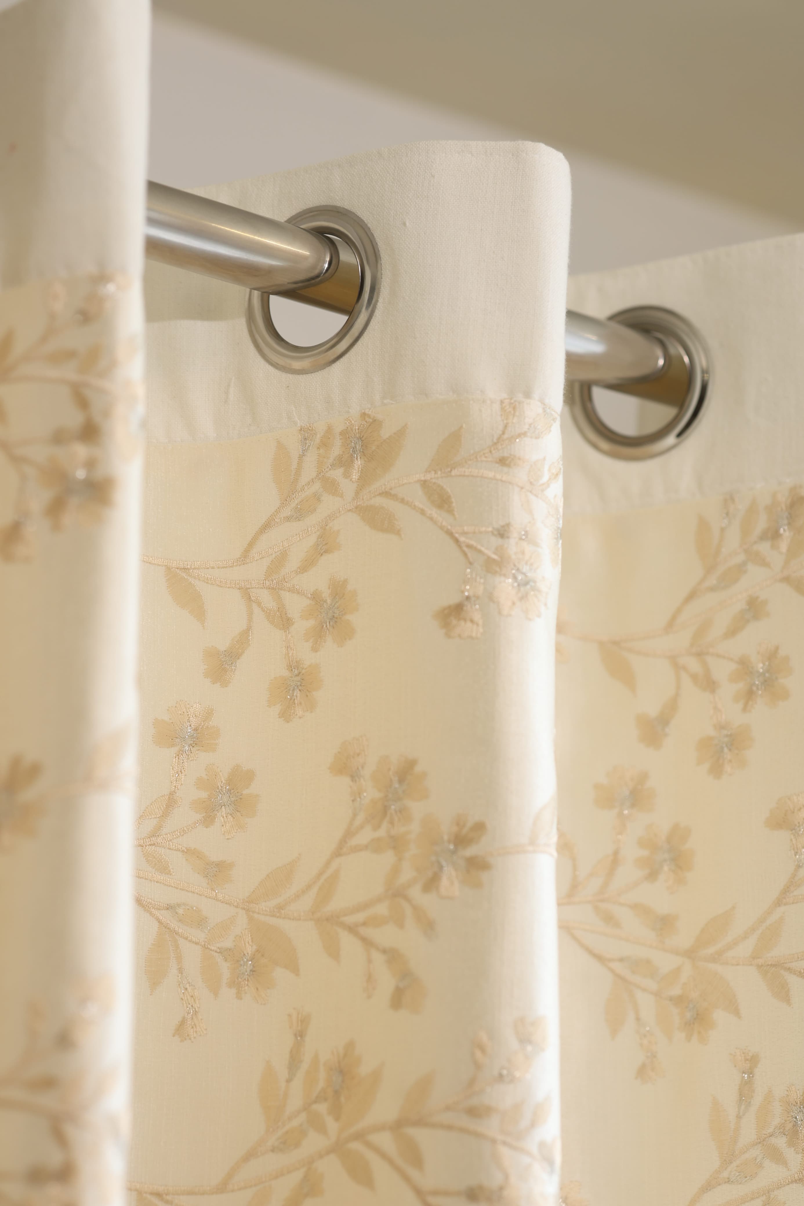 Curtains - Embroidery designer opaque curtains Vanilla leaves