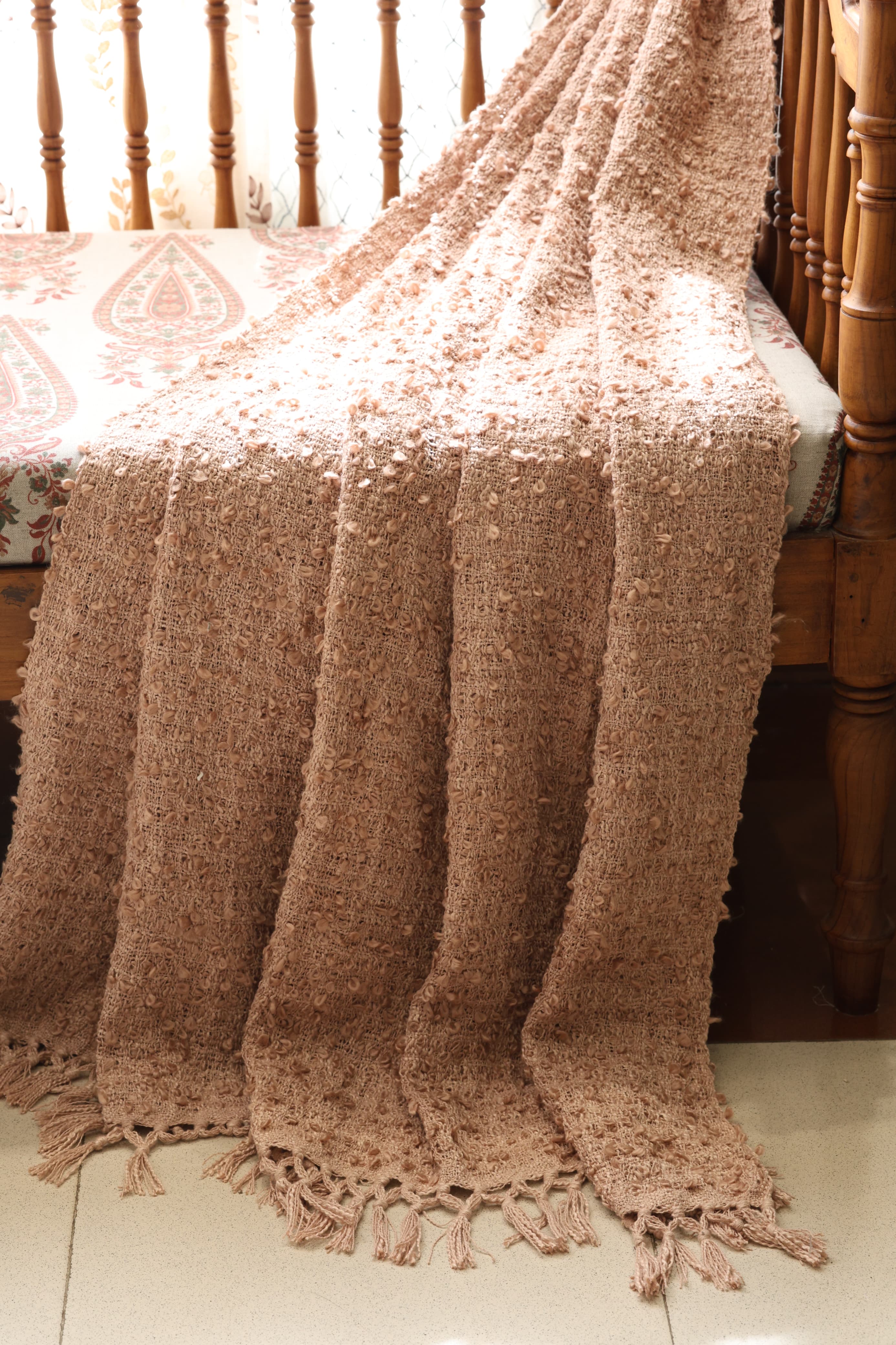 Textured Woven Cotton Sofa Throw
