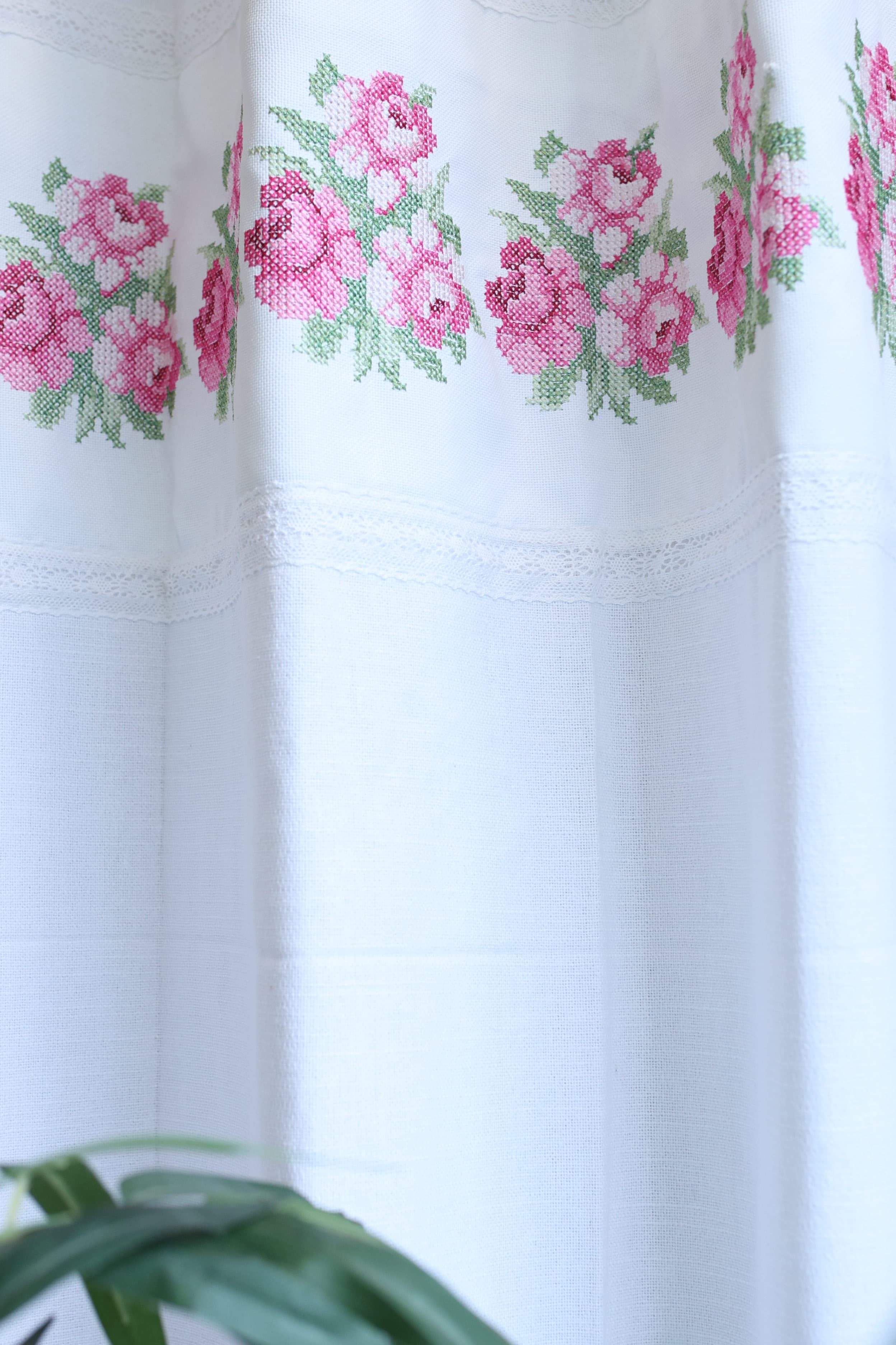 Curtains - Premium Cross Stitch Embroidery Opaque Curtain Lillian roses