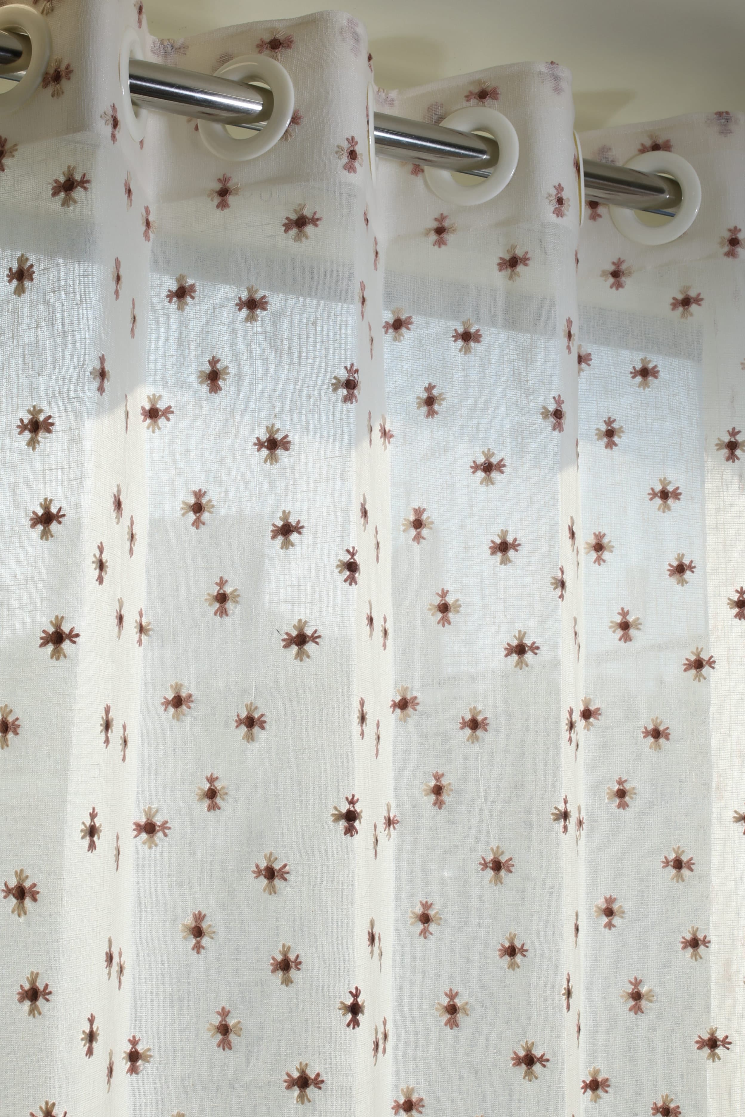 Curtains - Chandubi Premium Embroidery sheer curtains pink and cream