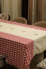Table cloths - 8 Seater cross stitch embroidery Red check