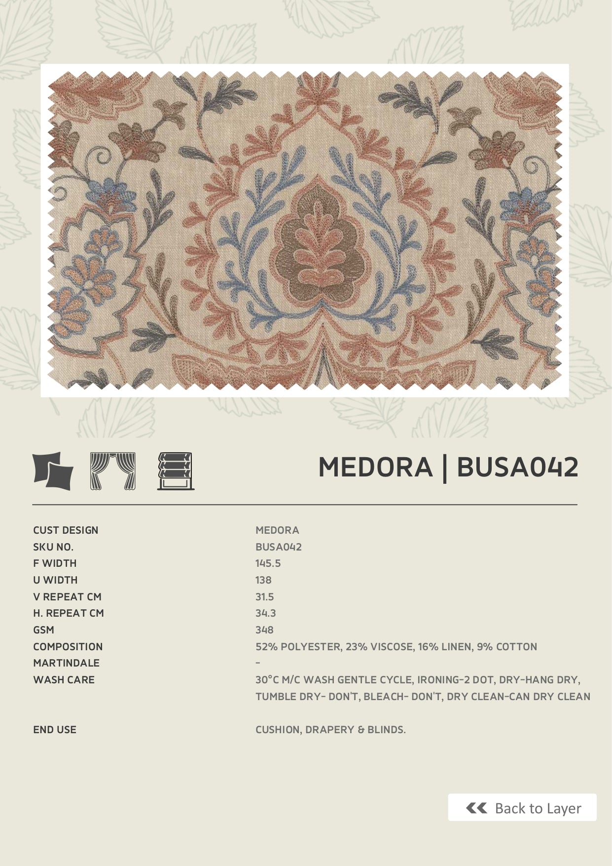 Fabric only-Premium embroidered curtains fabric only(Blinds, Curtains, Cushion covers)