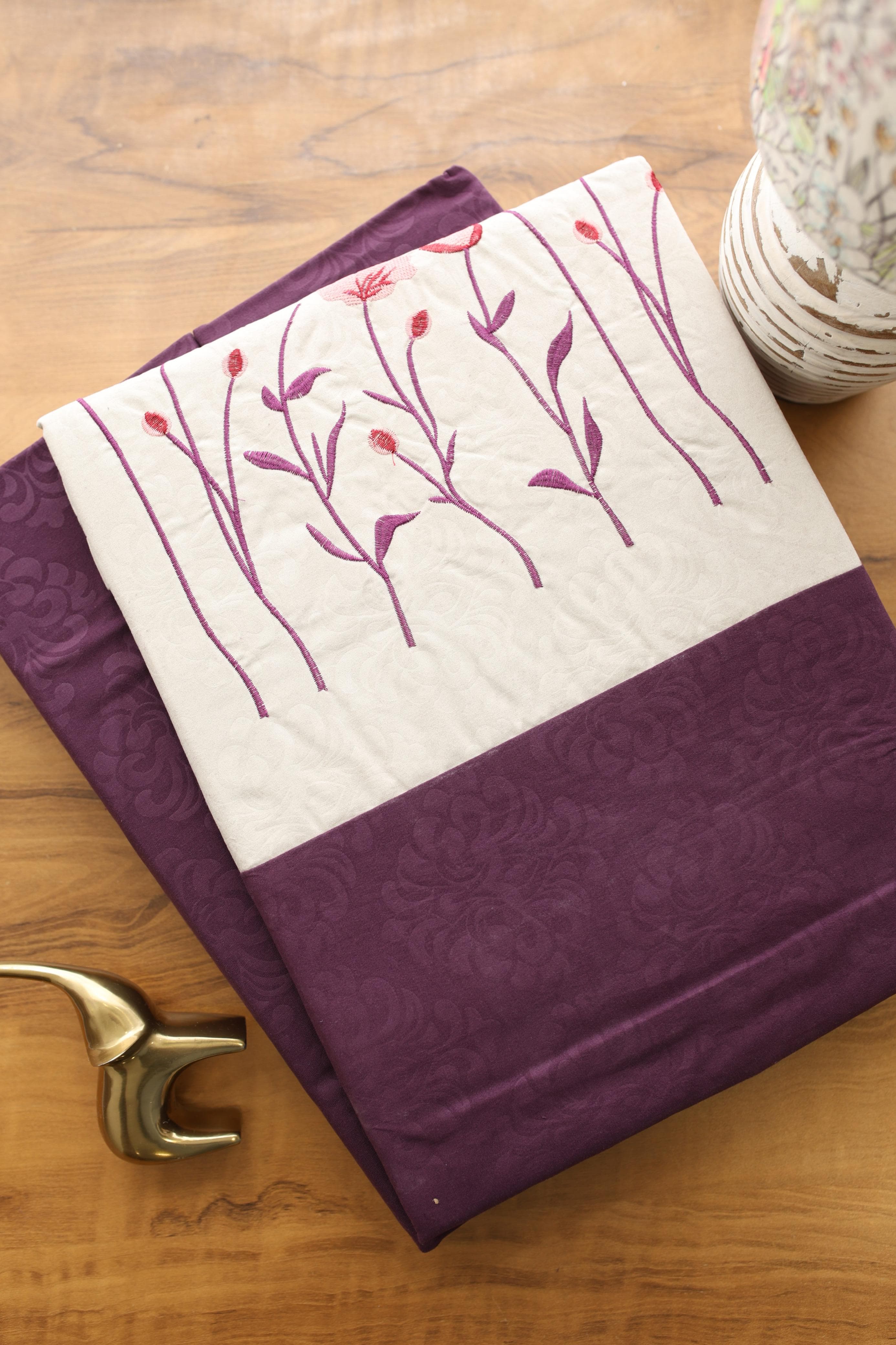 Elegant Floral Embroidery King Bedsheet Set Caspian