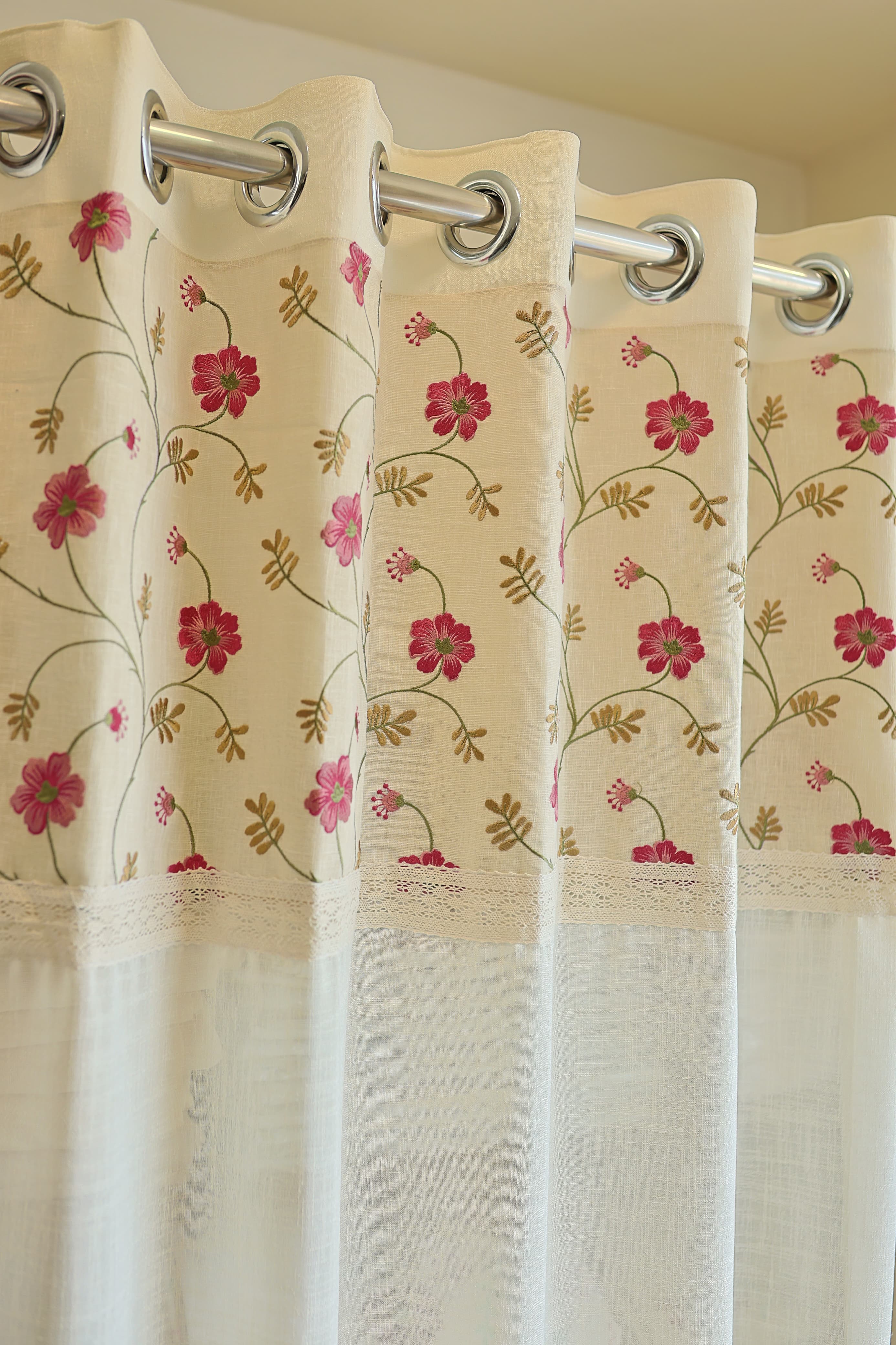 Curtains-Premium embroidered sheer curtains