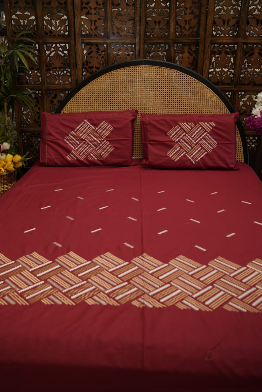 Bedsheet- Machine Embroidery Bedsheet MEK