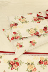 Bedsheets - Queen Premium check floral embroidery  bedsheet Xmas theme edition