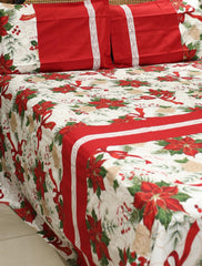 Bedsheets - King premium machine embroidery bedsheets lace bedsheets Xmas edition